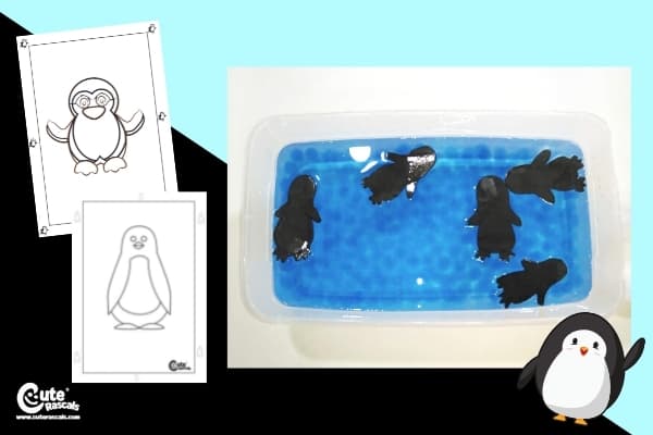 Winter Swimming Penguins Water Sensory Play Pre-K Worksheets (2-4 Year Olds)