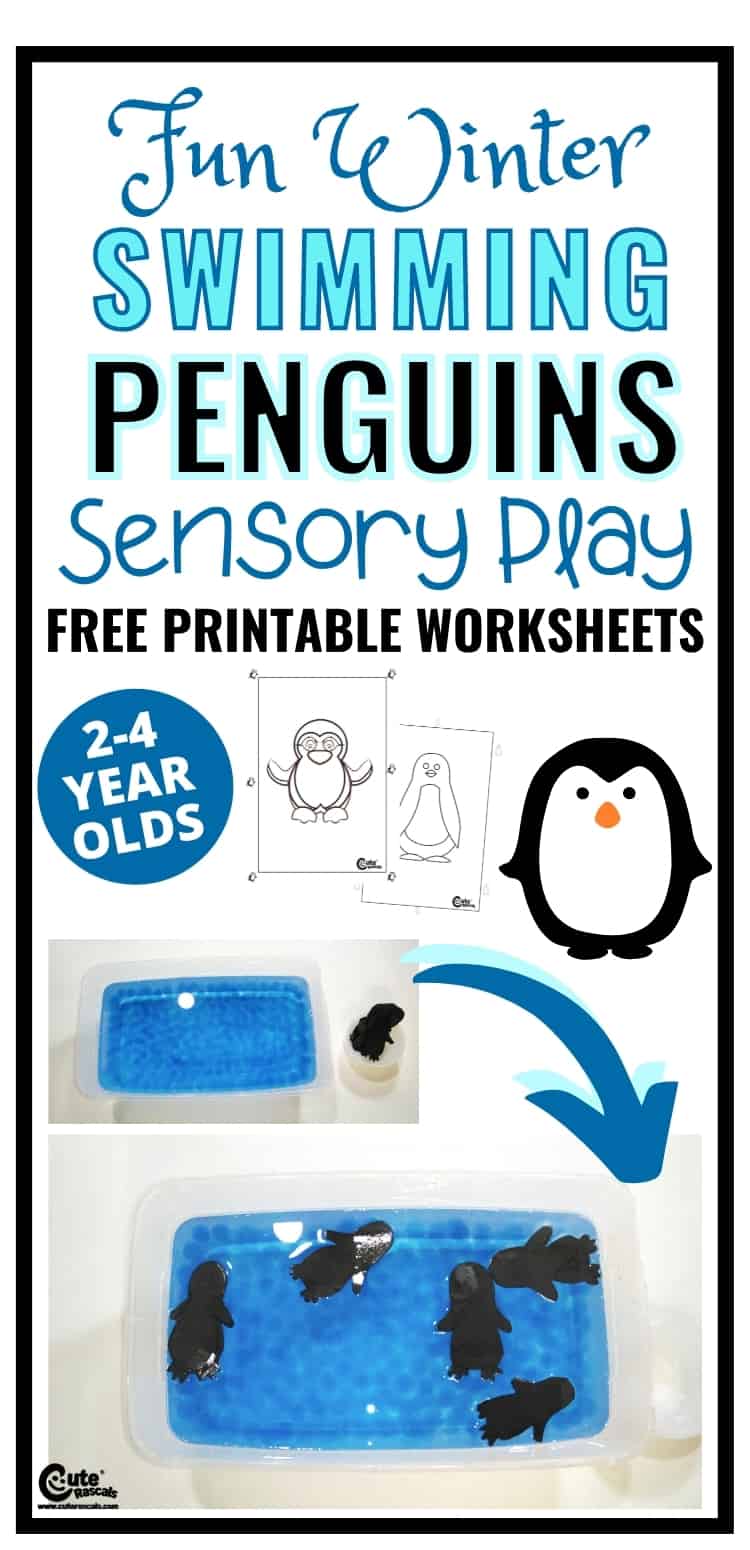 Super easy fun activity for preschoolers. Swimming penguins sensory play activity.