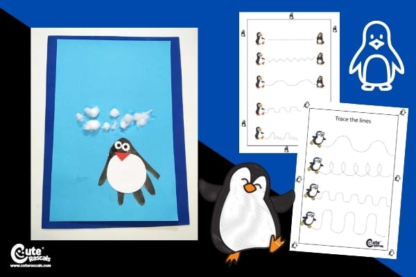 Winter Penguin Craft for Preschool Handcraft Montessori Worksheets (4-6 Year Olds)