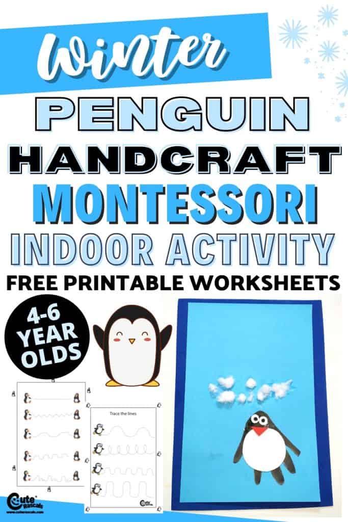 Winter penguin handcraft for preschoolers
