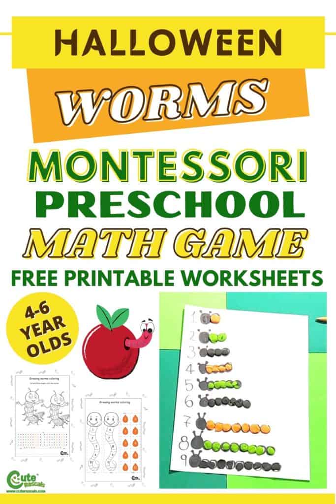Worm counting games for kindergarten activity