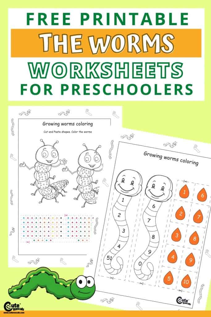 Free printable worm worksheets for kids