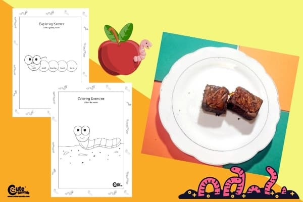 Eat with Yummy Worm Food Recipe Sensorial Worksheets (2-4 Year Olds)