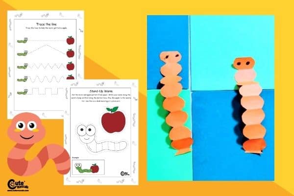 Halloween Worms Race Craft Sensory Games for Kids Worksheets (2-4 Year Olds)