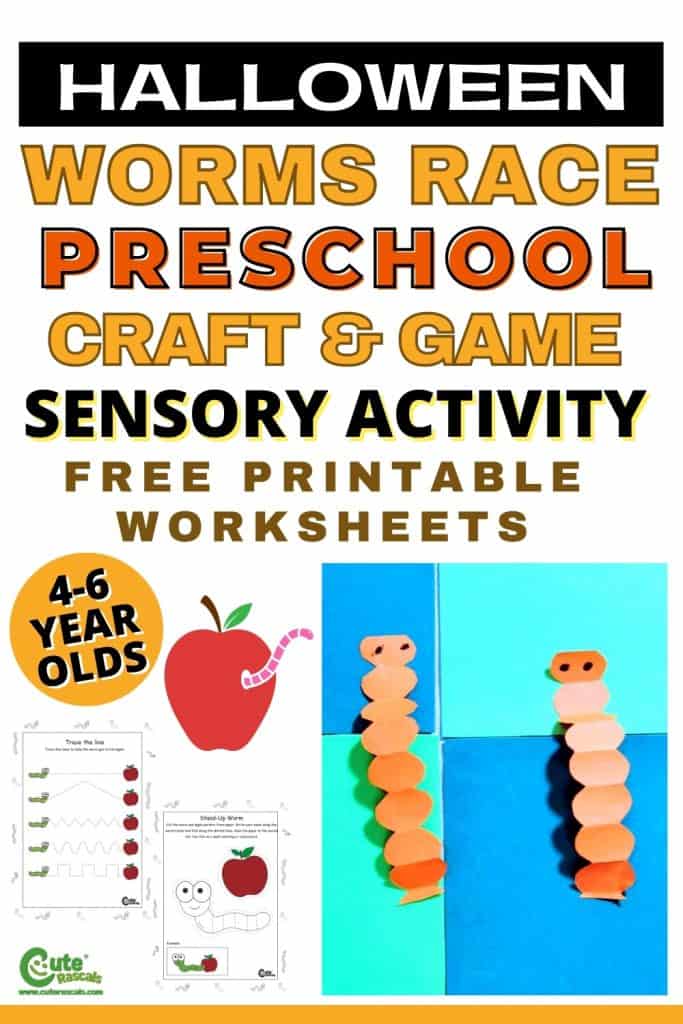 Worms race sensory games for preschoolers