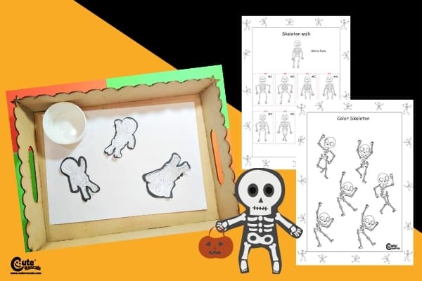 Skeleton Fun Halloween Games for Preschoolers Montessori Worksheets (4-6 Year Olds)